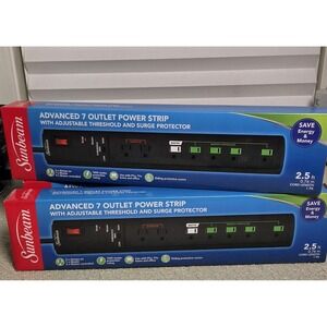 Sunbeam Advanced 7 Outlet Power Strip with Surge Protector, Indoor Use, 3-Pack‎